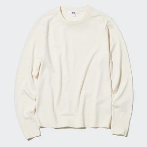 Uniqlo Wool Crew Neck Long Sleeves Sweater Cream Machine Washable size Small